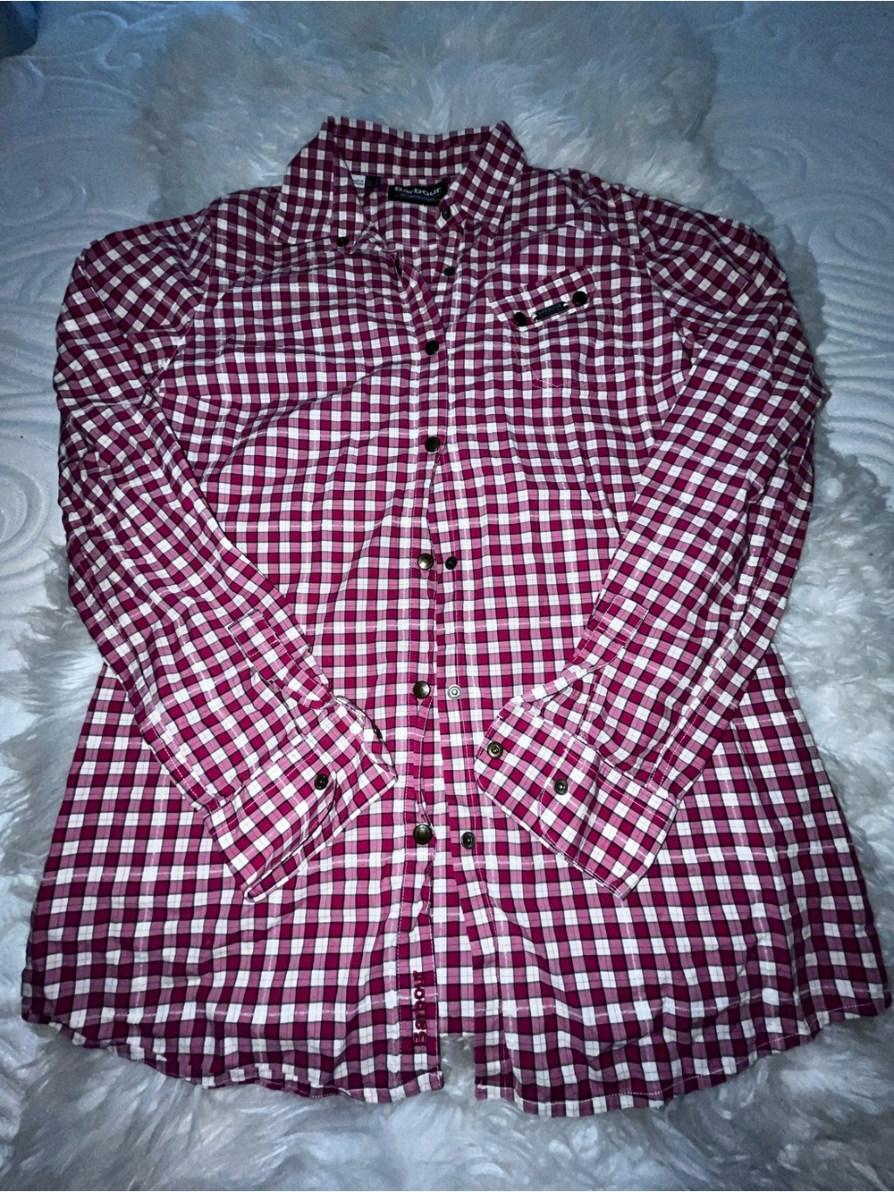 Barbour Red and White Gingham Button-Front Shirt